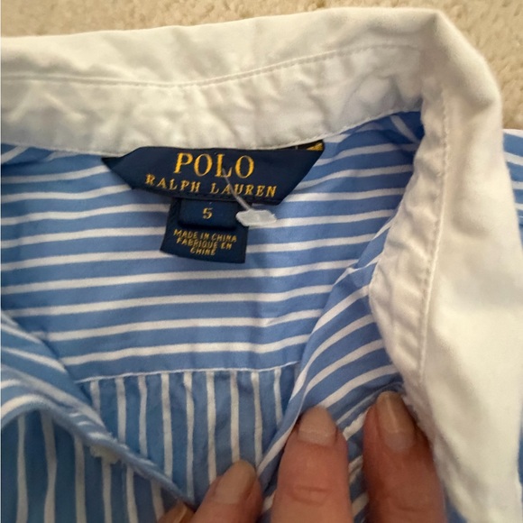 Polo Ralph Lauren Girls Blue & White Striped Shirt Dress | Size 5 | EUC - Picture 7 of 9